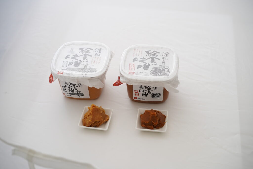 Traditional Japanese white and red miso.