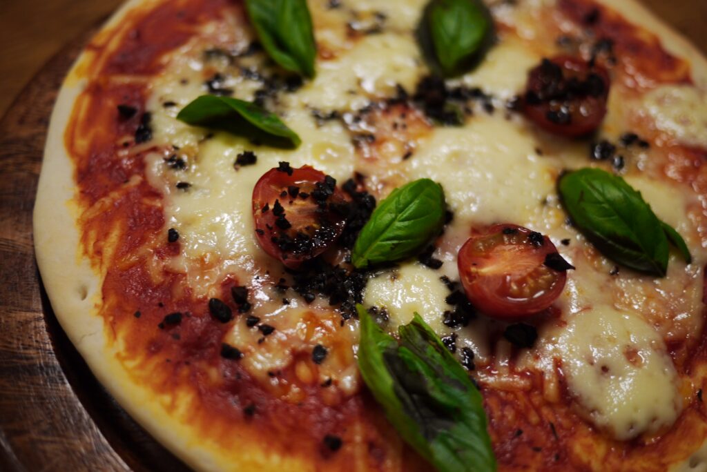 Pizza topped with Hamanatto