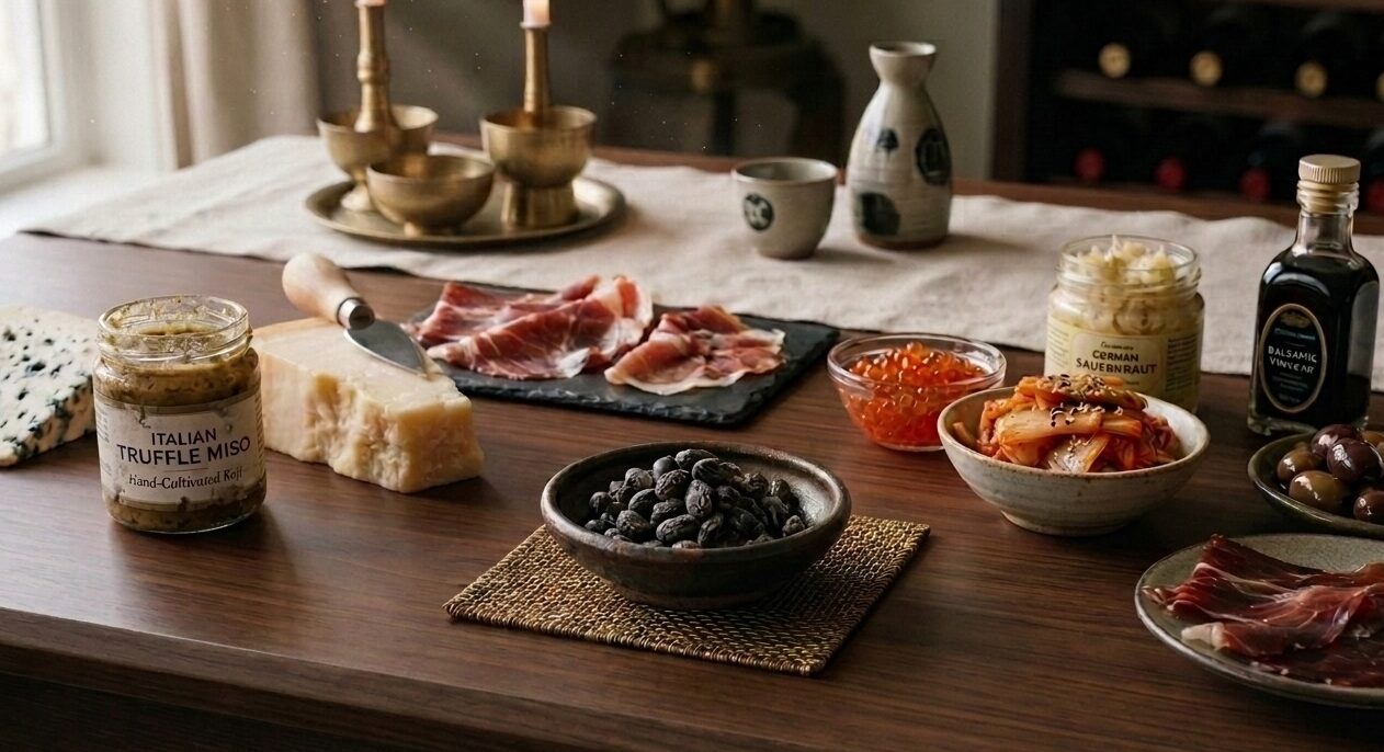 Naturally umami-rich foods from Japanese and European cuisine.