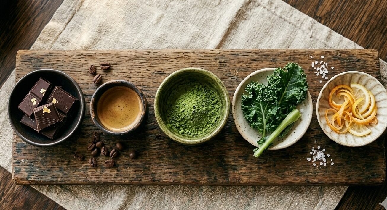 Naturally bitter ingredients used in fine dining.