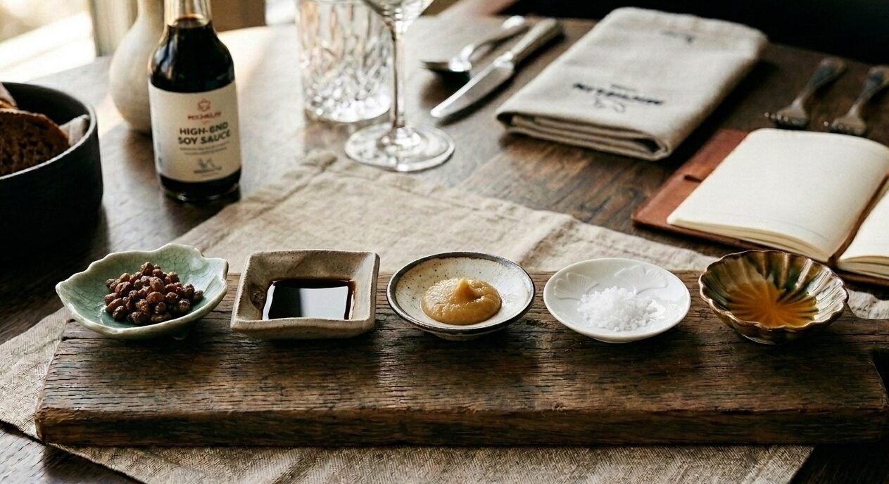 Traditional Japanese seasonings providing natural saltiness and umami.