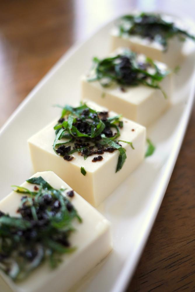 Cold tofu topped with Hamanatto