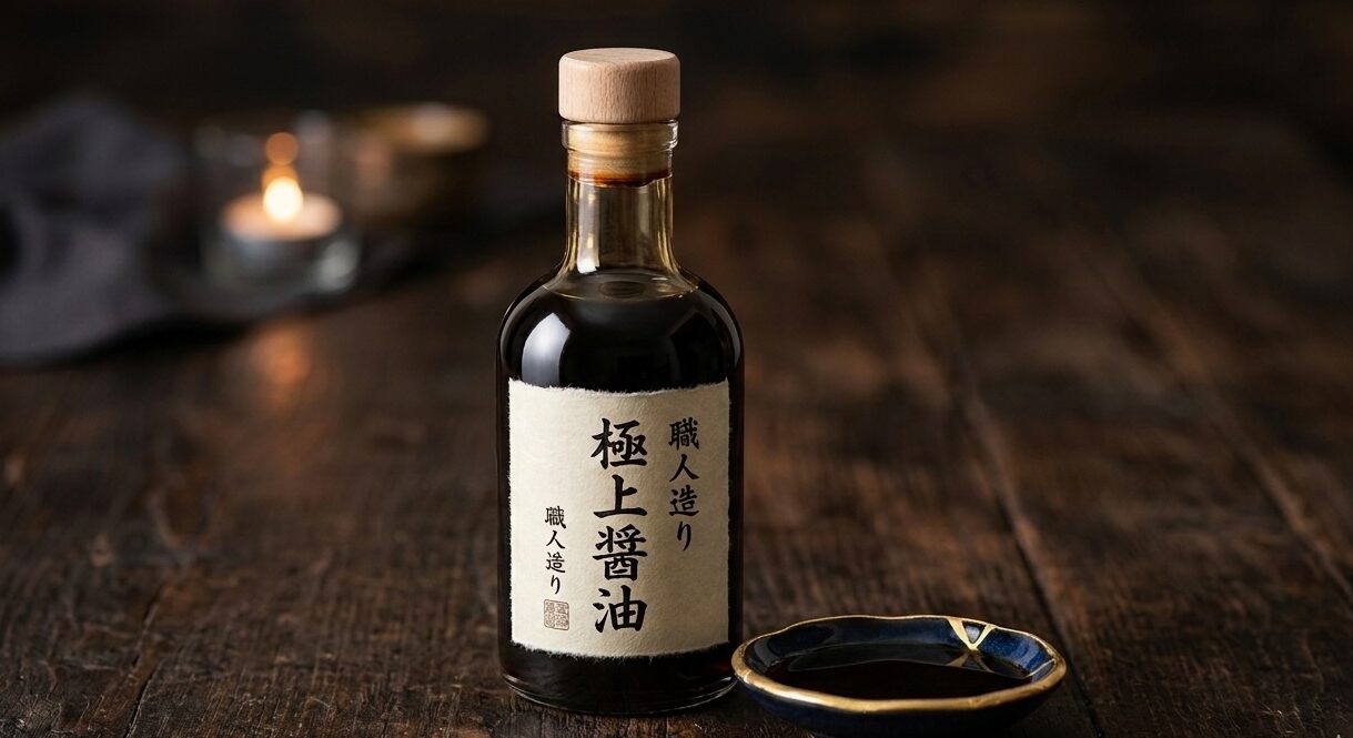 Naturally brewed artisan Japanese soy sauce.