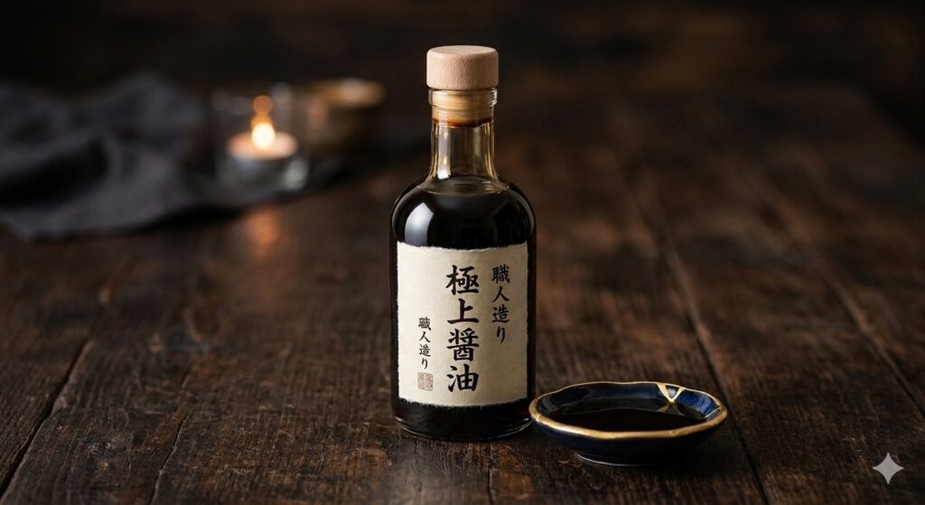 Naturally brewed Japanese soy sauce.